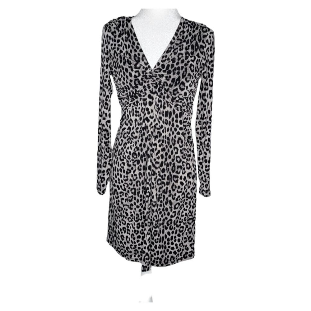 MICHAEL Michael Kors Dress Size Medium Ruched Cheetah Animal Print Long Sleeve